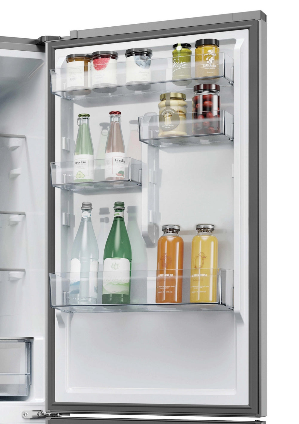 Haier HDPR3618DNPK 185cm High 60/40 Freestanding Frost Free Fridge Freezer - Stainless Steel Silver