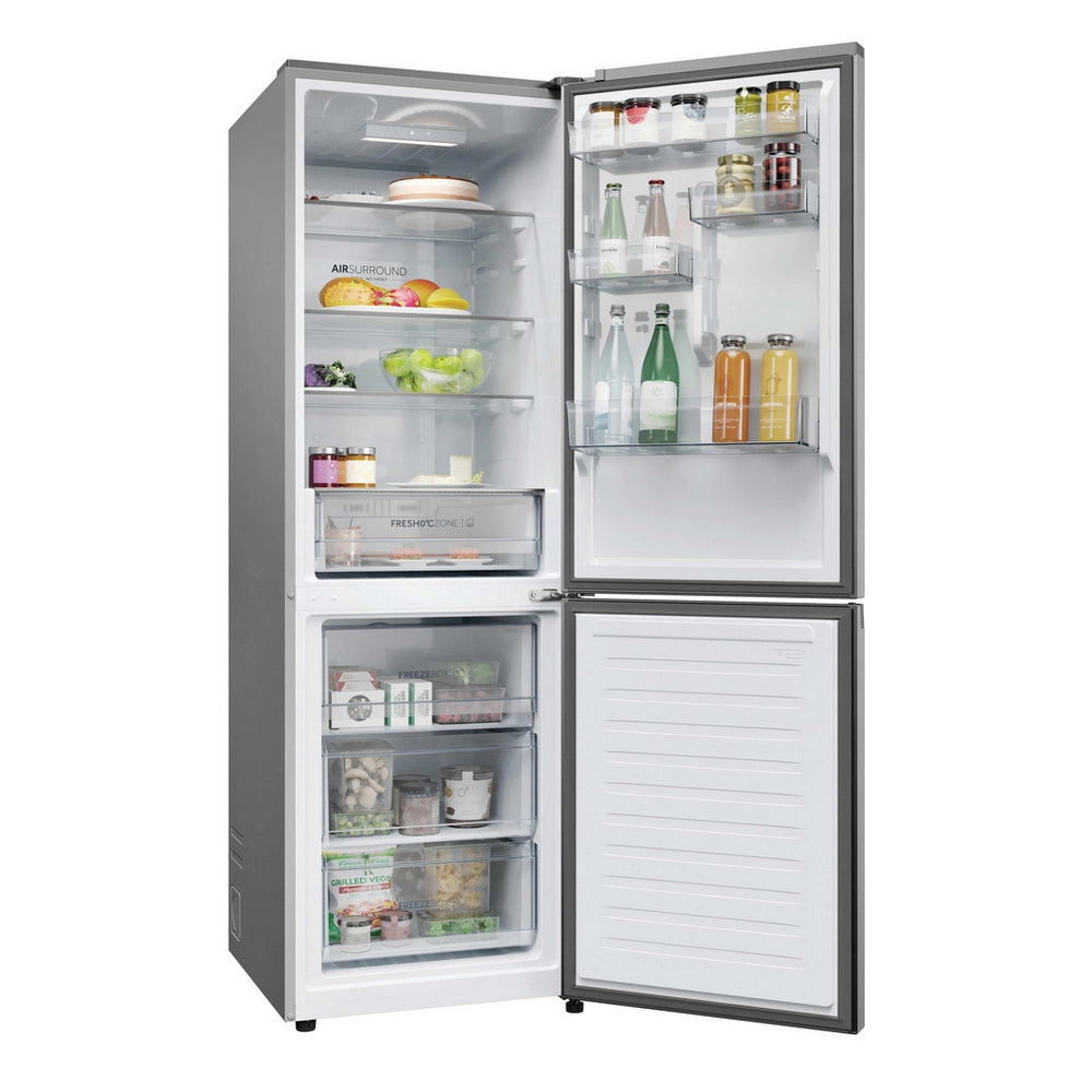 Haier HDPR3618DNPK 185cm High 60/40 Freestanding Frost Free Fridge Freezer - Stainless Steel Silver