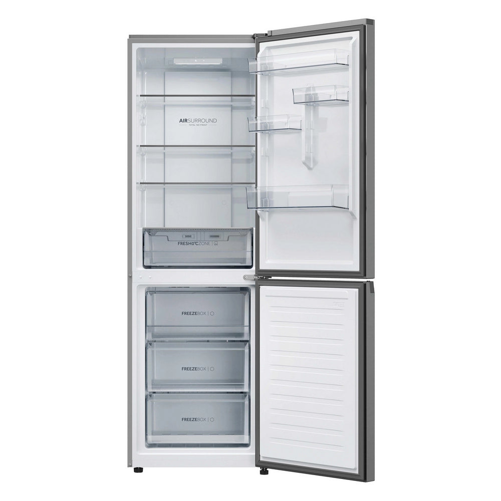 Haier HDPR3618DNPK 185cm High 60/40 Freestanding Frost Free Fridge Freezer - Stainless Steel Silver