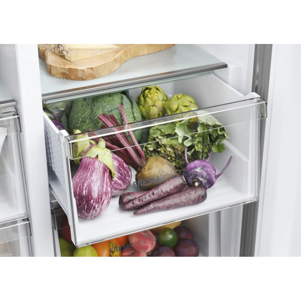 Haier HSR5918DNMP Frost Free Non-Plumbed American Fridge Freezer - Platinum Inox