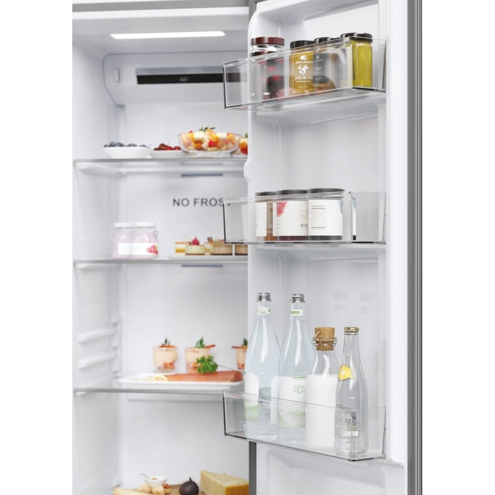 Haier HSR5918DNMP Frost Free Non-Plumbed American Fridge Freezer - Platinum Inox