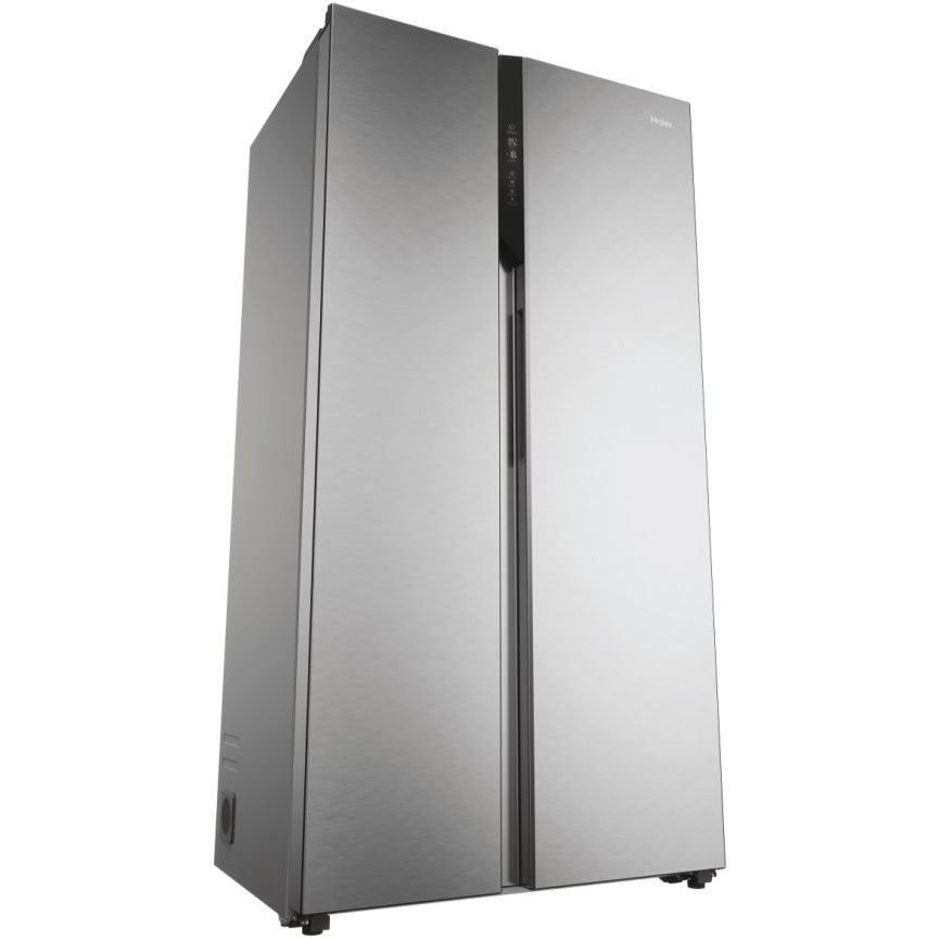 Haier HSR5918DNMP Frost Free Non-Plumbed American Fridge Freezer - Platinum Inox