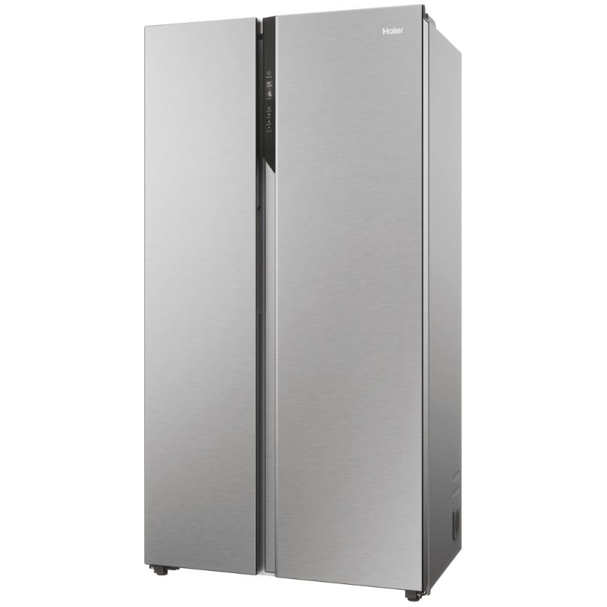 Haier HSR5918DNMP Frost Free Non-Plumbed American Fridge Freezer - Platinum Inox