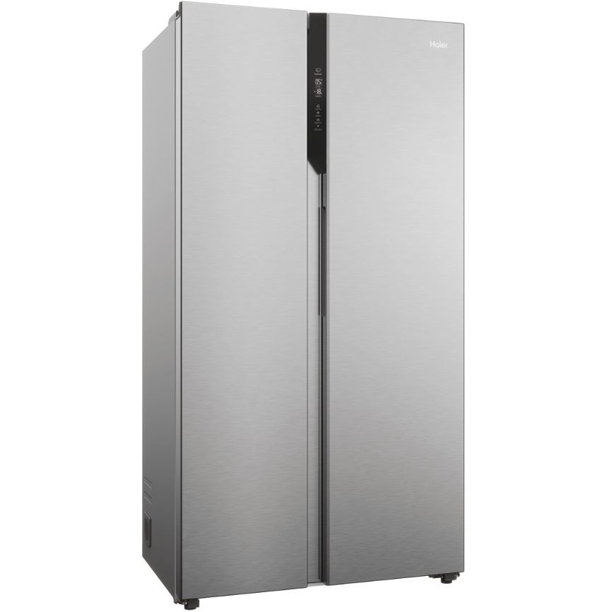 Haier HSR5918DNMP Frost Free Non-Plumbed American Fridge Freezer - Platinum Inox