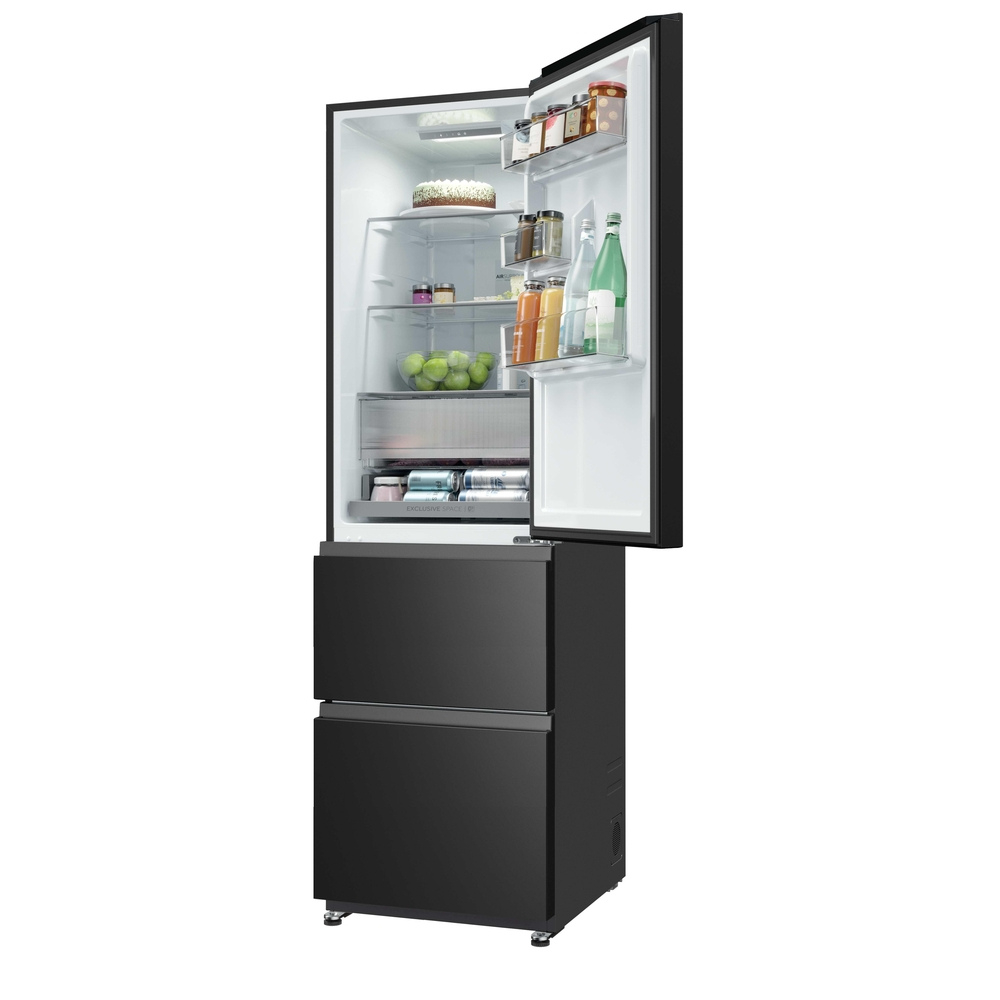 Haier HTR3518ENMTK 3D Series 3 60/40 Freestanding Frost Free Fridge Freezer Black Black
