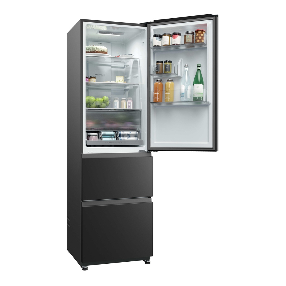Haier HTR3518ENMTK 3D Series 3 60/40 Freestanding Frost Free Fridge Freezer Black Black