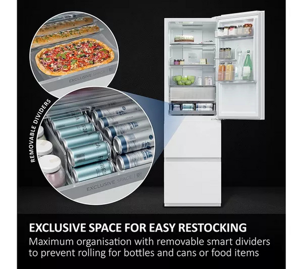 Haier HTR3518ENMWK 3D Series-3 60/40 Freestanding Total No Frost Fridge Freezer White White