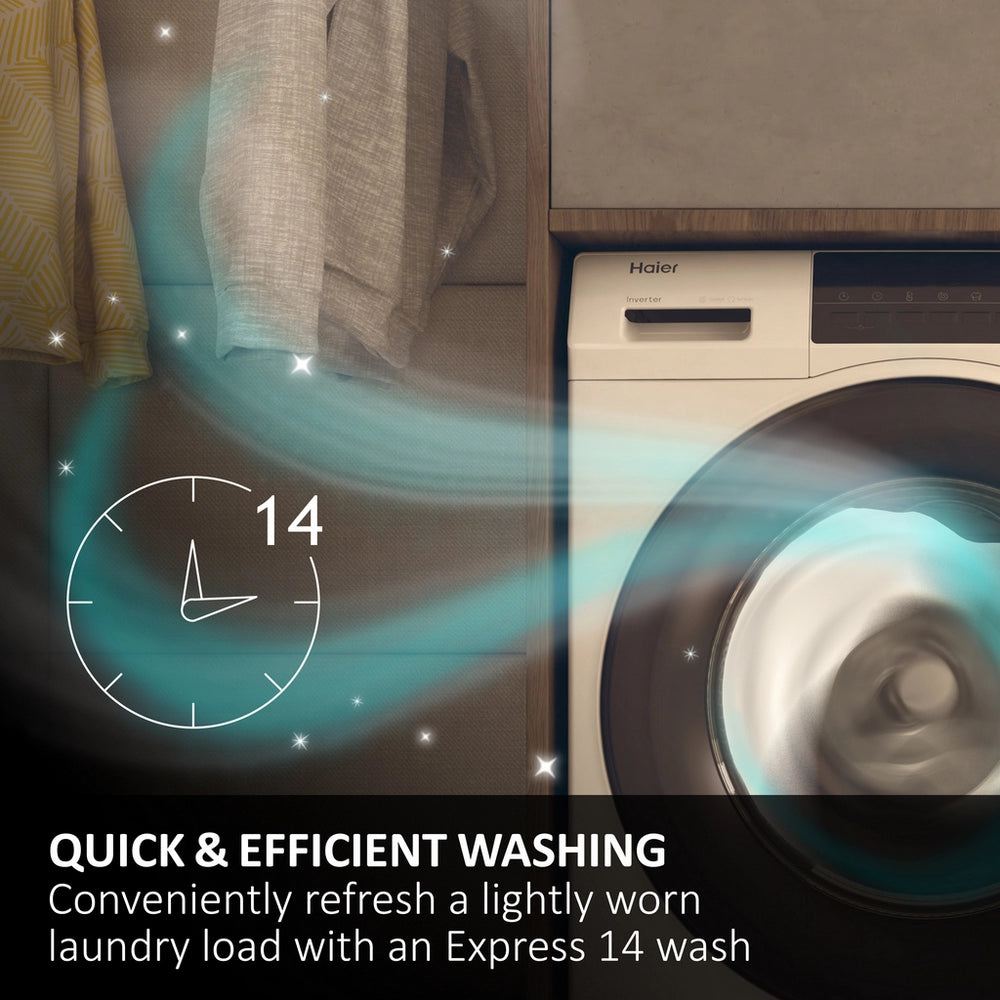 Haier X Series 5 HW100BP14357GUUK 10kg 1400 Spin WiFi Connected Freestanding Washing Machine Graphite - A Rated Graphite