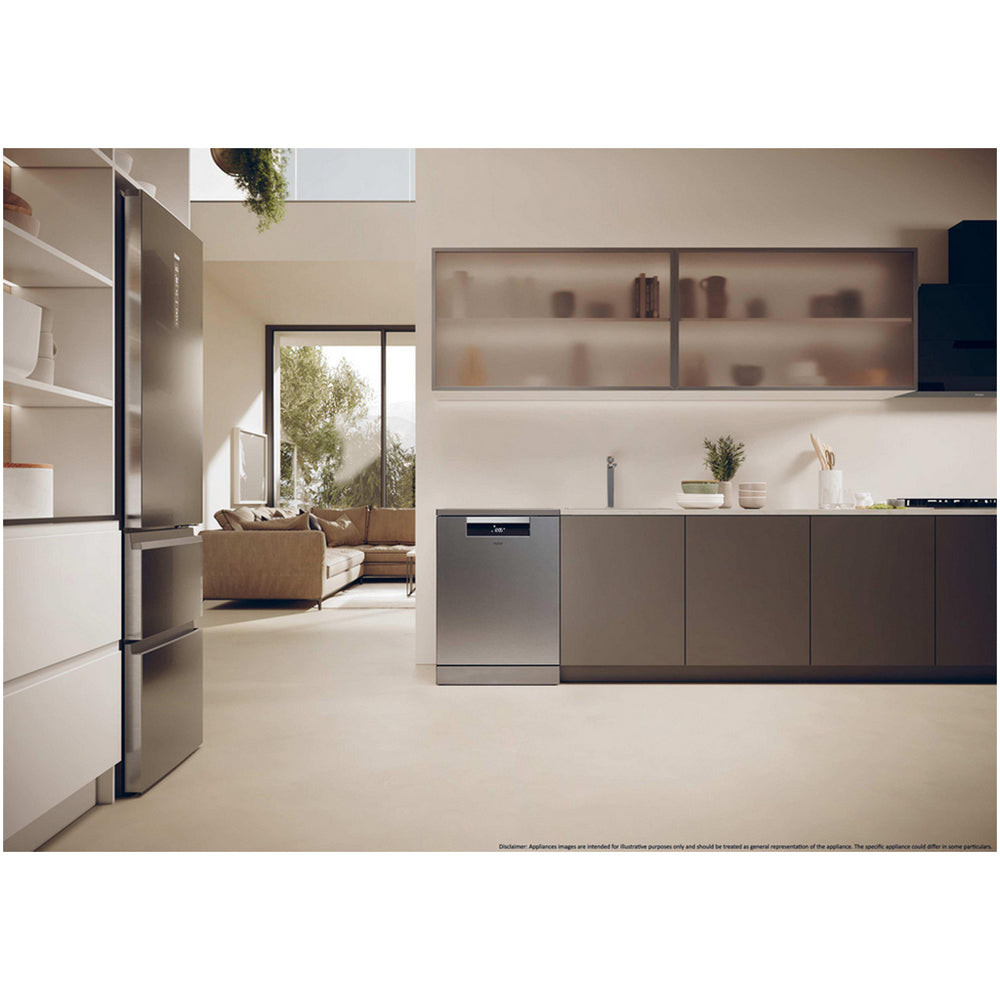 Haier XF 6B2M3BX-80 I-Pro Shine Series 5 Freestanding Dishwasher 16 Place Settings Silver