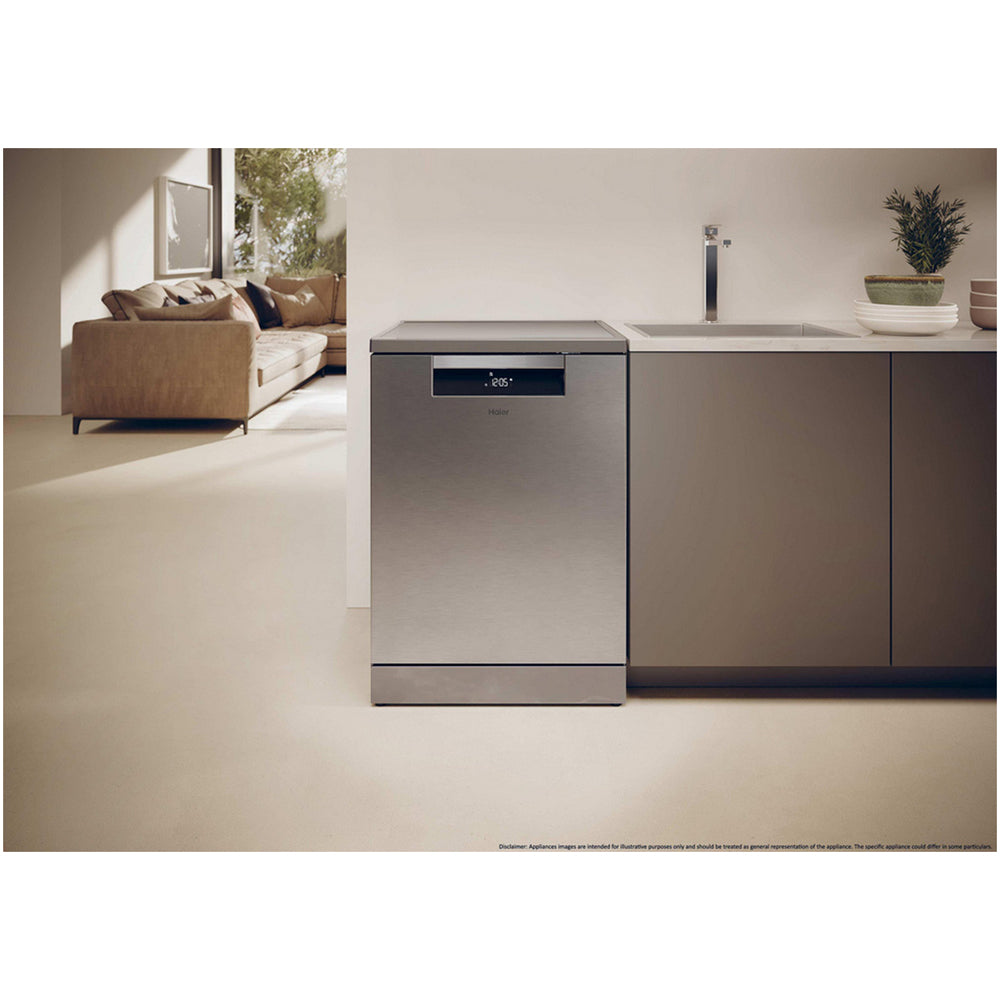 Haier XF 6B2M3BX-80 I-Pro Shine Series 5 Freestanding Dishwasher 16 Place Settings Silver