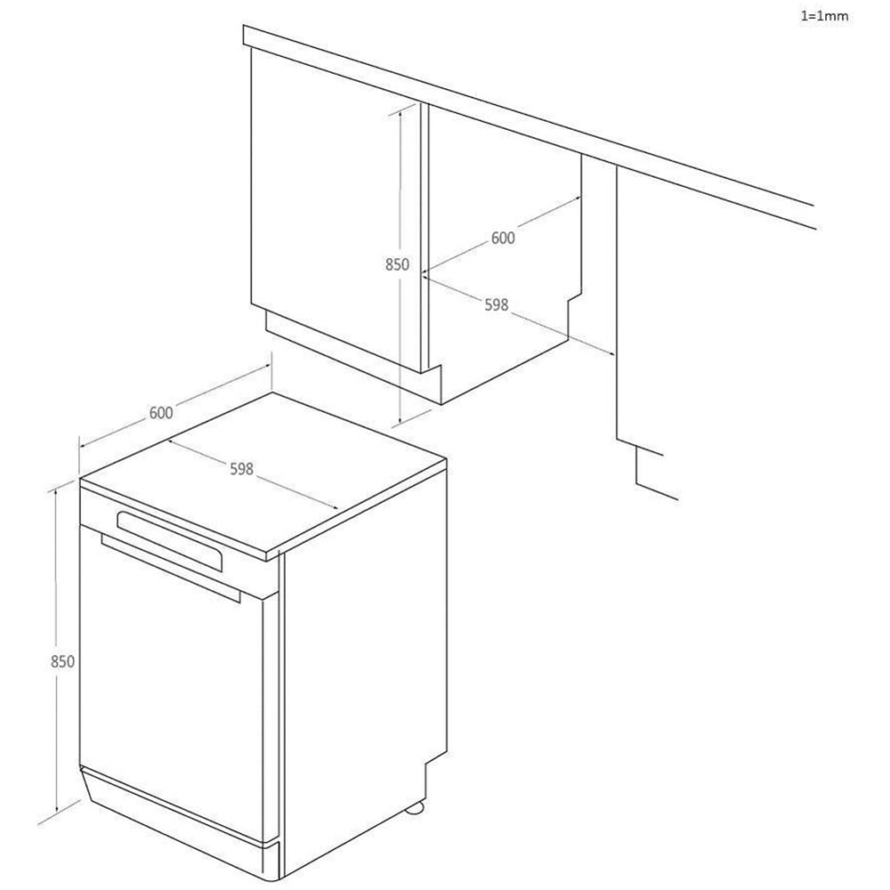 Haier XF 6B2M3BX-80 I-Pro Shine Series 5 Freestanding Dishwasher 16 Place Settings Silver