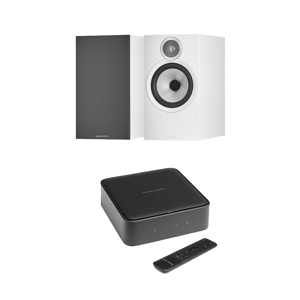 Harman Kardon Citation Amp with Bowers & Wilkins 606 S3 Bookshelf Speakers White Package White