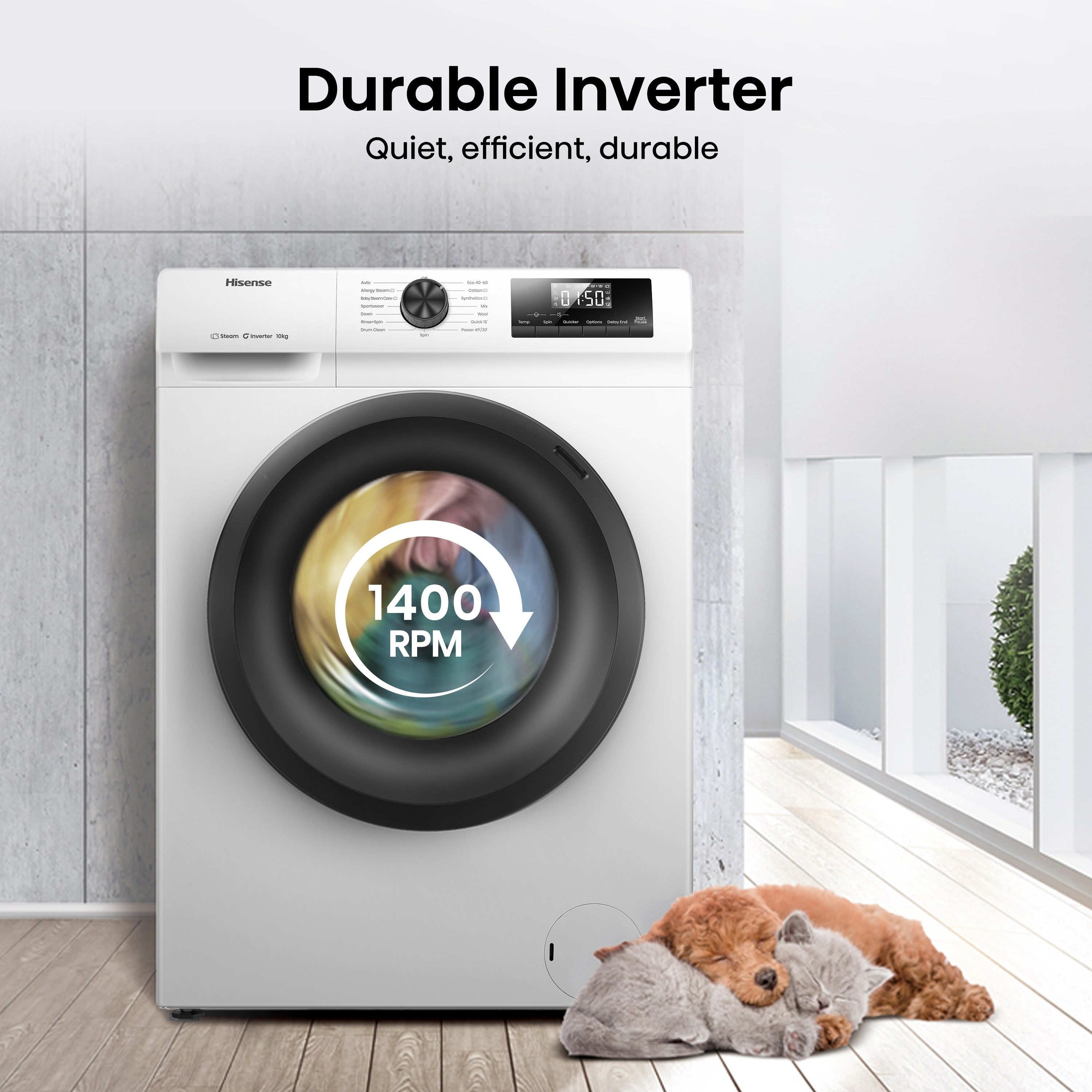 Hisense 1Q Series WF1Q1041BW 10kg 1400 Spin Front Load Washing Machine White - A Rated