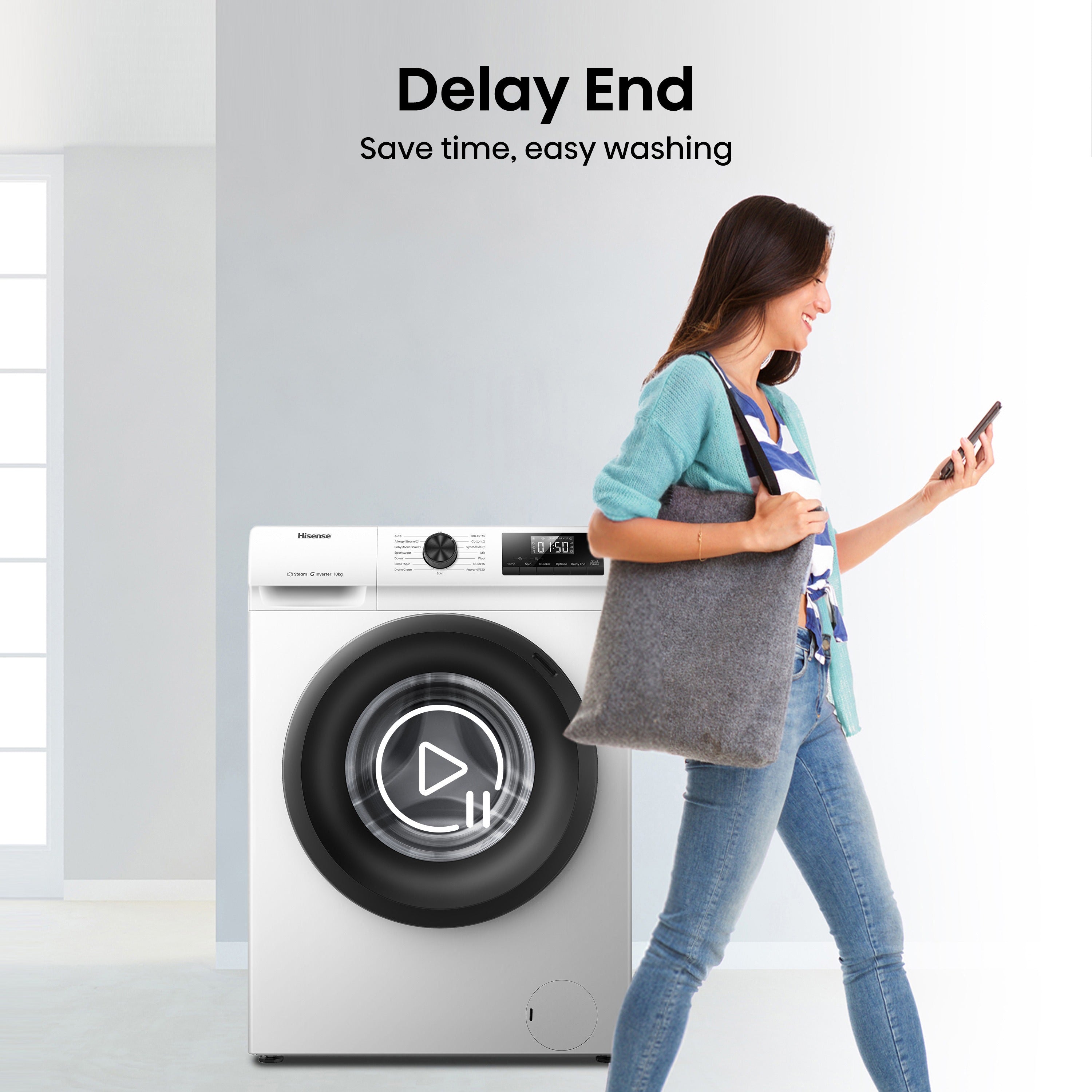 Hisense 1Q Series WF1Q1041BW 10kg 1400 Spin Front Load Washing Machine White - A Rated