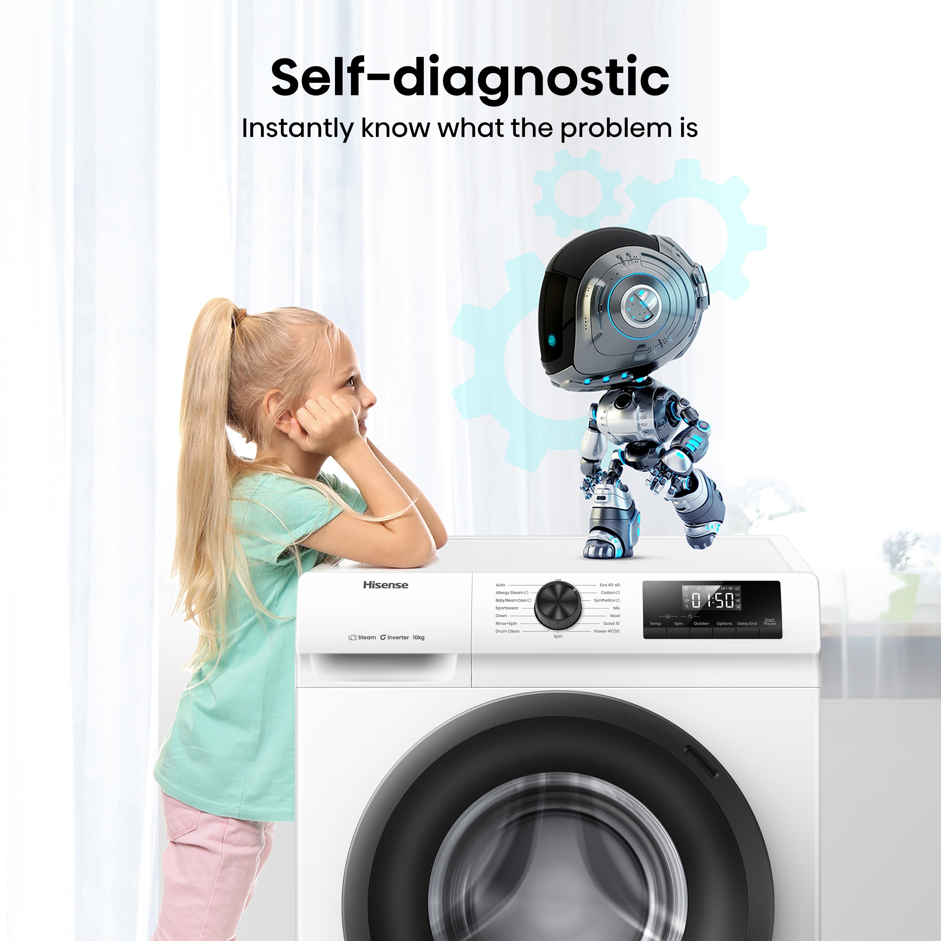 Hisense 1Q Series WF1Q1041BW 10kg 1400 Spin Front Load Washing Machine White - A Rated