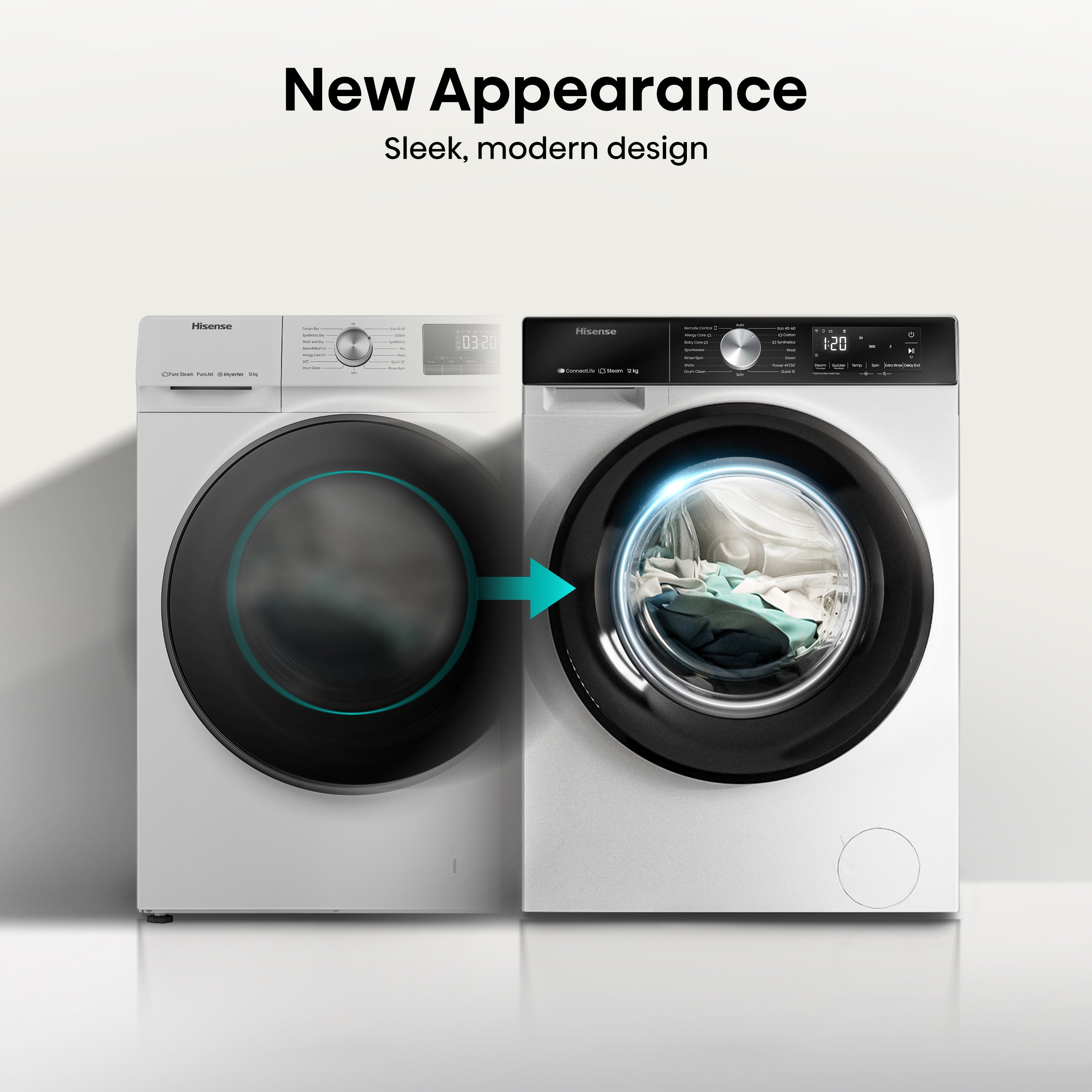 Hisense 3S Series WF3S1243BW3 WiFi-enabled 12kg 1400 Spin Washing Machine White - A Rated