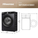 Hisense 3S Series WF3S8043BB3 WiFi-enabled 8kg 1400 Spin Washing Machine Black - A Rated Black