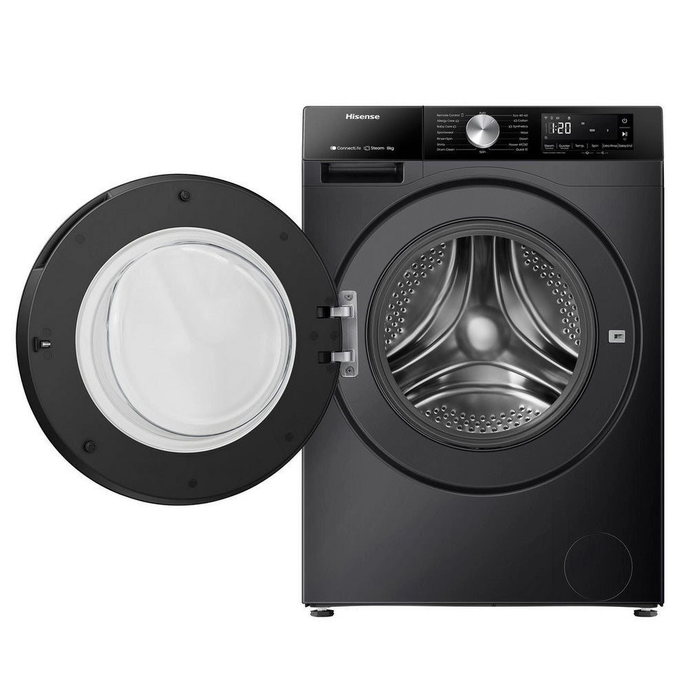 Hisense 3S Series WF3S8043BB3 WiFi-enabled 8kg 1400 Spin Washing Machine Black - A Rated Black