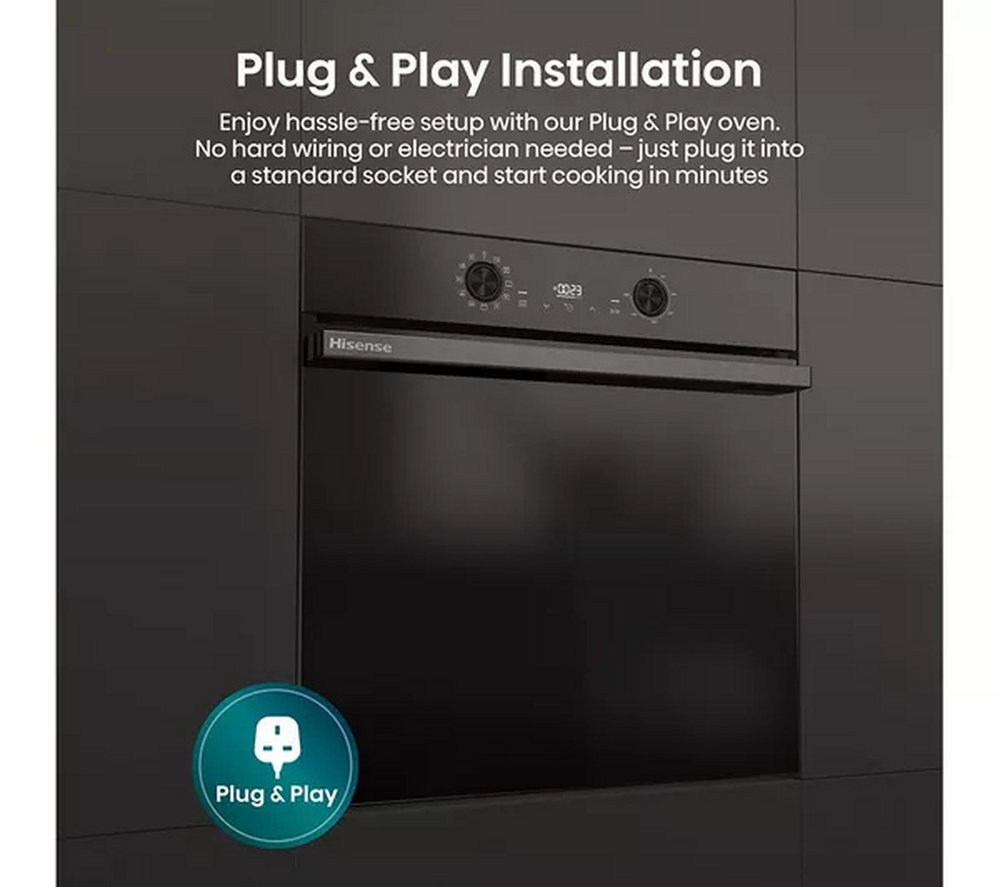Hisense BI622ABPGUK Hi4 59.5cm Built In Plug & Play Electric Single Steam Oven Jet Black