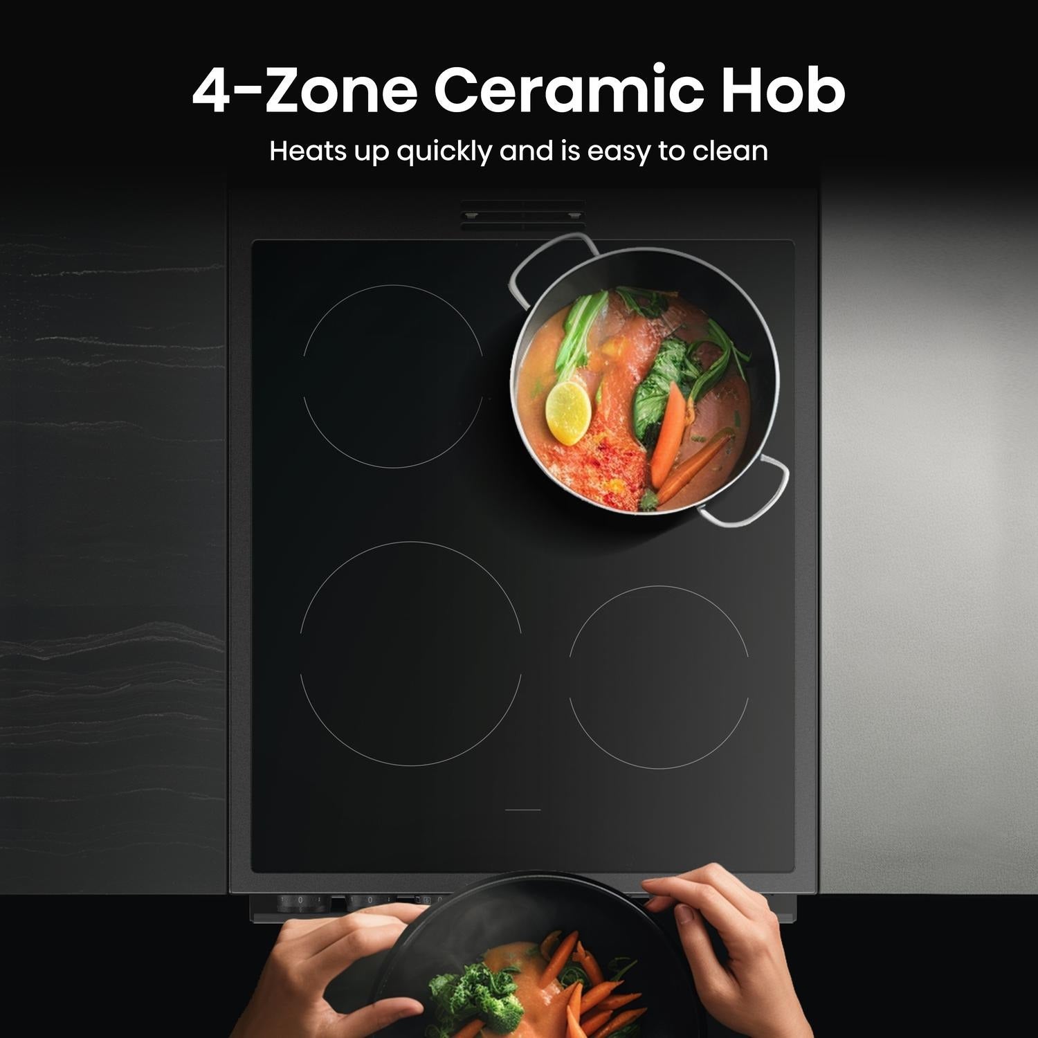 Hisense HDCEC5C10B 50cm Double Oven Electric Cooker with Ceramic Hob Black - A Rated Black
