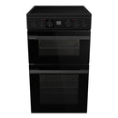 Hisense HDCEC5C10B 50cm Double Oven Electric Cooker with Ceramic Hob Black - A Rated
