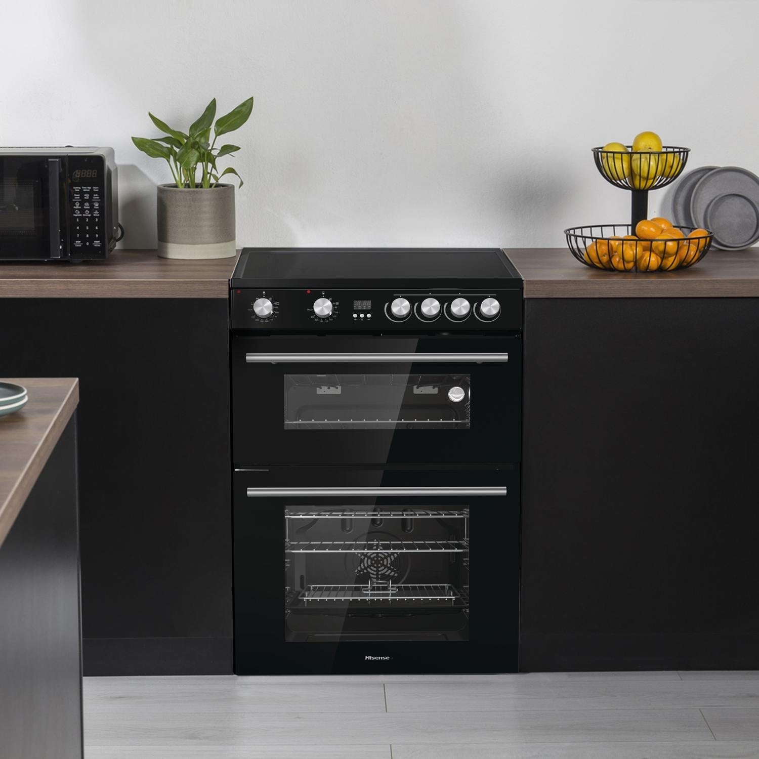 Hisense HDE3211BBUK 60cm Double Oven Electric Cooker with Ceramic Hob Black - A+ Rated