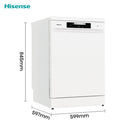 Hisense Hi4 HS642D90WUK Freestanding Full-Size Dishwasher 14 Place Settings White