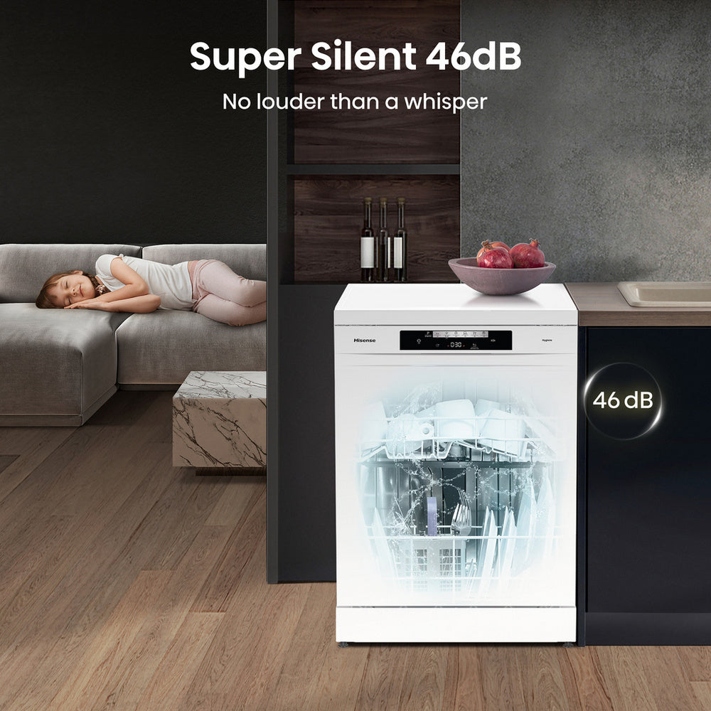 Hisense Hi4 HS642D90WUK Freestanding Full-Size Dishwasher 14 Place Settings White