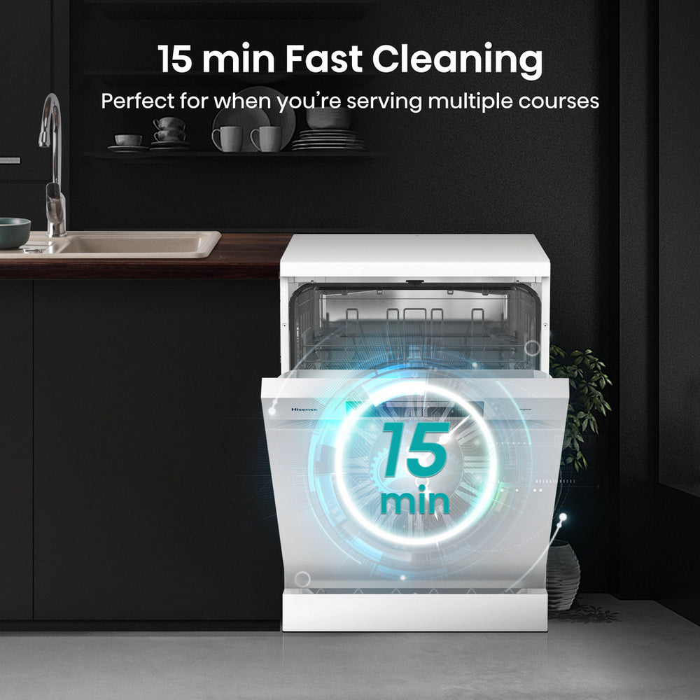 Hisense Hi4 HS642D90WUK Freestanding Full-Size Dishwasher 14 Place Settings White