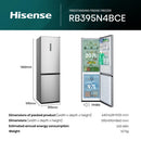 Hisense RB395N4BCE 60/40 Total No Frost Fridge Freezer Stainless Steel - E Rated