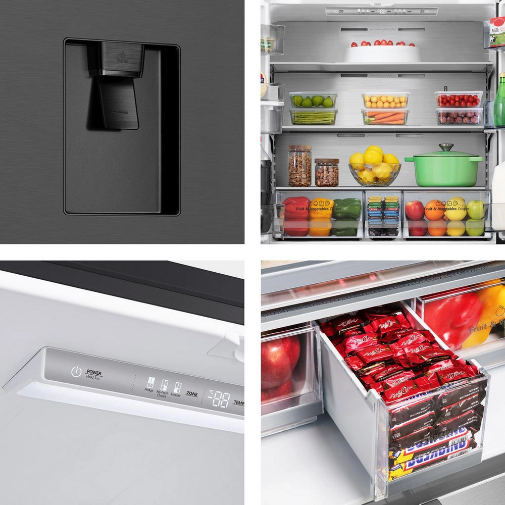 Hisense RF749N4SWFE PureFlat Non-Plumbed Total No Frost American Fridge Freezer - Black Stainless Steel Black