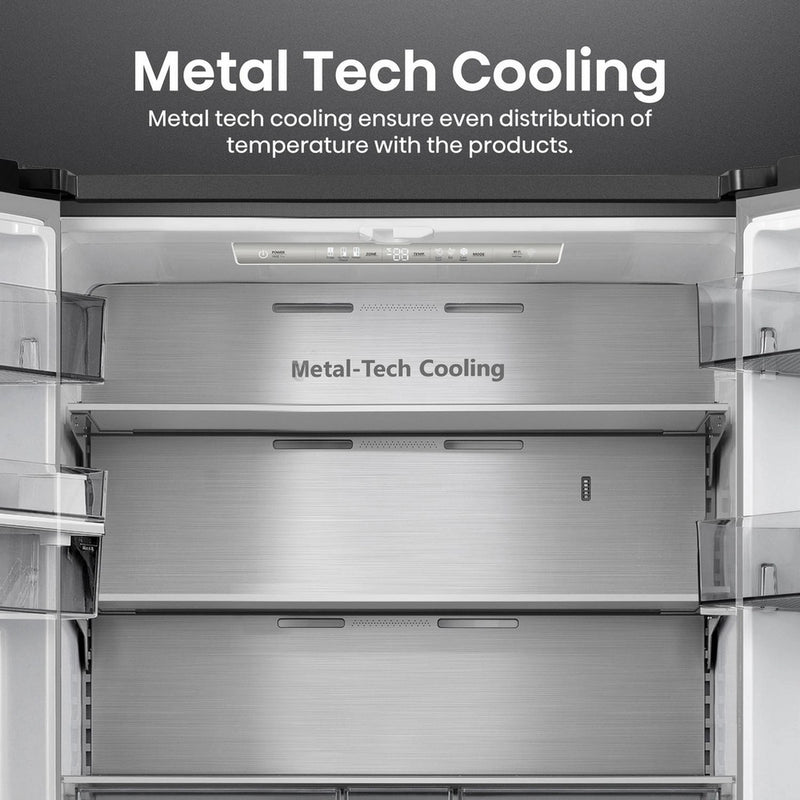 Hisense RF749N4SWFE PureFlat Non-Plumbed Total No Frost American Fridge Freezer - Black Stainless Steel Black