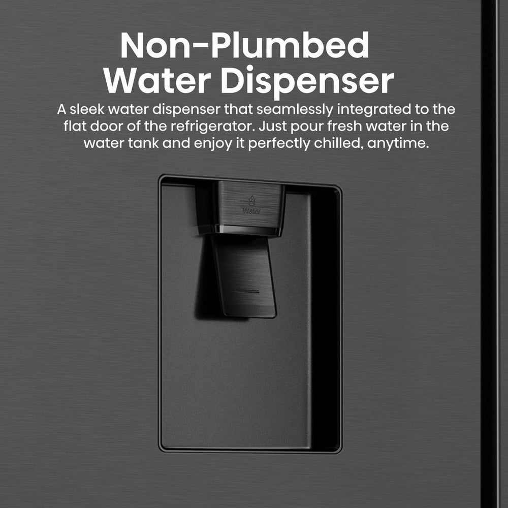 Hisense RF749N4SWFE PureFlat Non-Plumbed Total No Frost American Fridge Freezer - Black Stainless Steel Black
