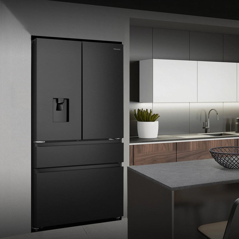 Hisense RF749N4SWFE PureFlat Non-Plumbed Total No Frost American Fridge Freezer - Black Stainless Steel Black