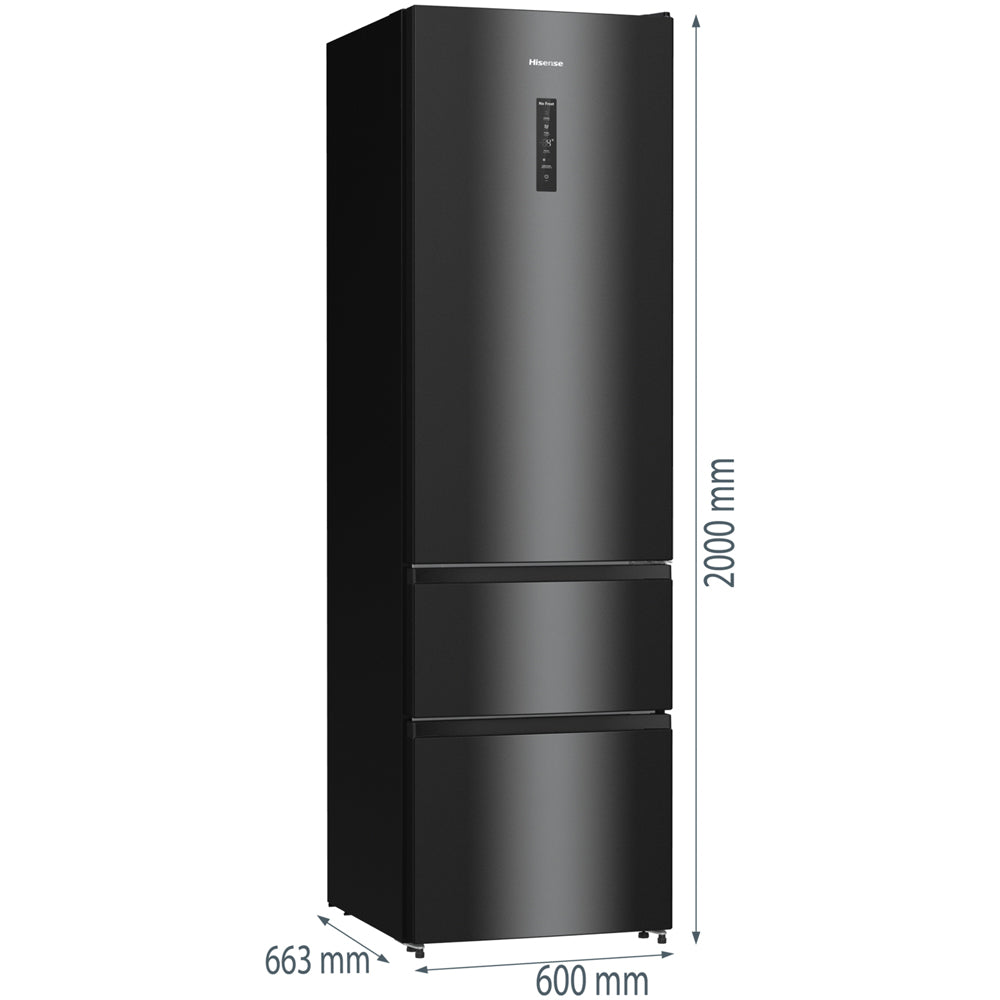 Hisense RM469N4AFDUK Freestanding Frost Free Fridge Freezer Black
