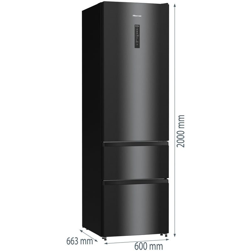 Hisense RM469N4AFDUK Freestanding Frost Free Fridge Freezer Black