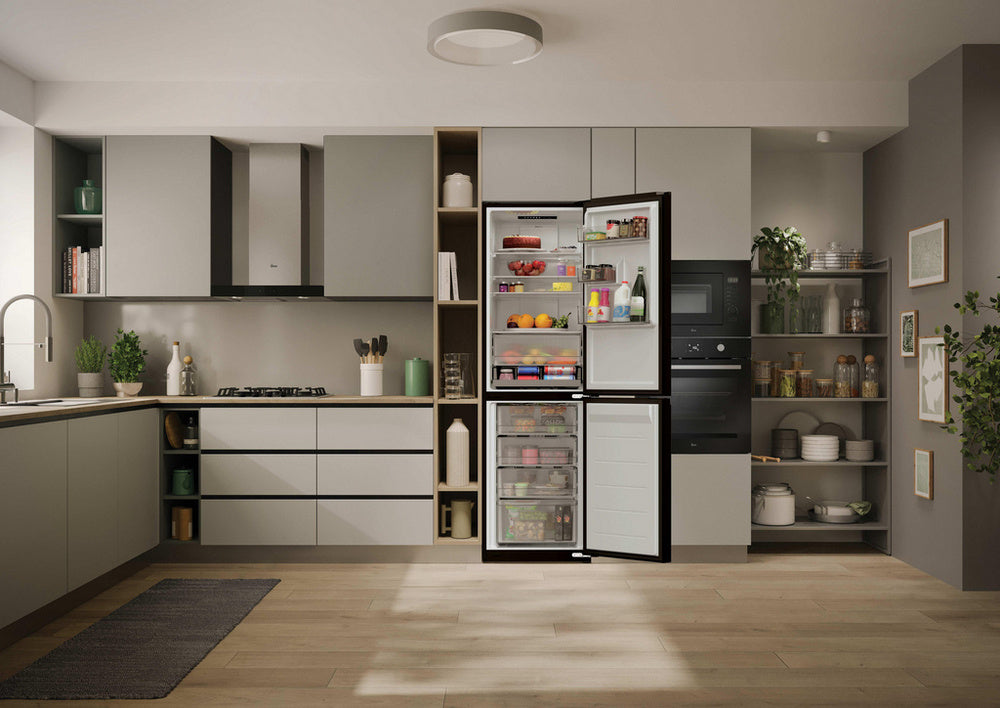 Hoover H-Combi 300 HONCQ3T518ENTK 185cm 50/50 Freestanding Total No Frost Fridge Freezer Black