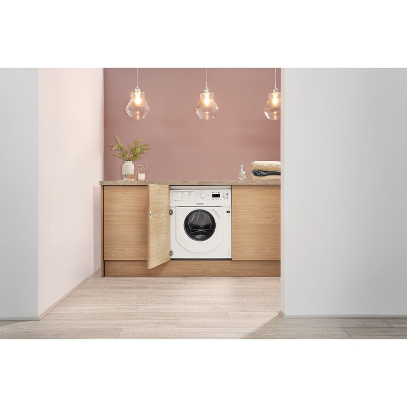 Hotpoint BIWDHG75148UKN 7+5kg 1400 Spin Built In Washer Dryer With Anti-Stain White