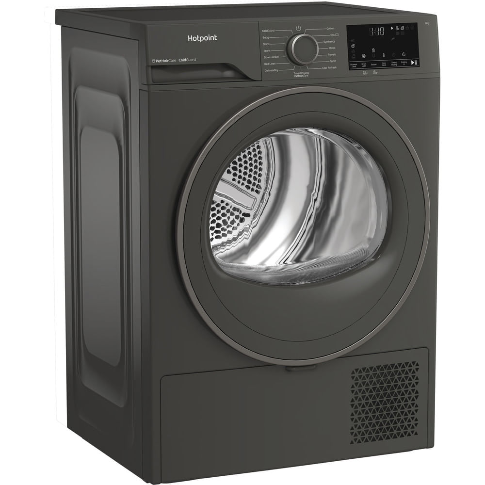 Hotpoint C HSD 82M GG UK Freestanding 8kg Heat Pump Tumble Dryer with PetHairCare Grey CHSD82MGGUK