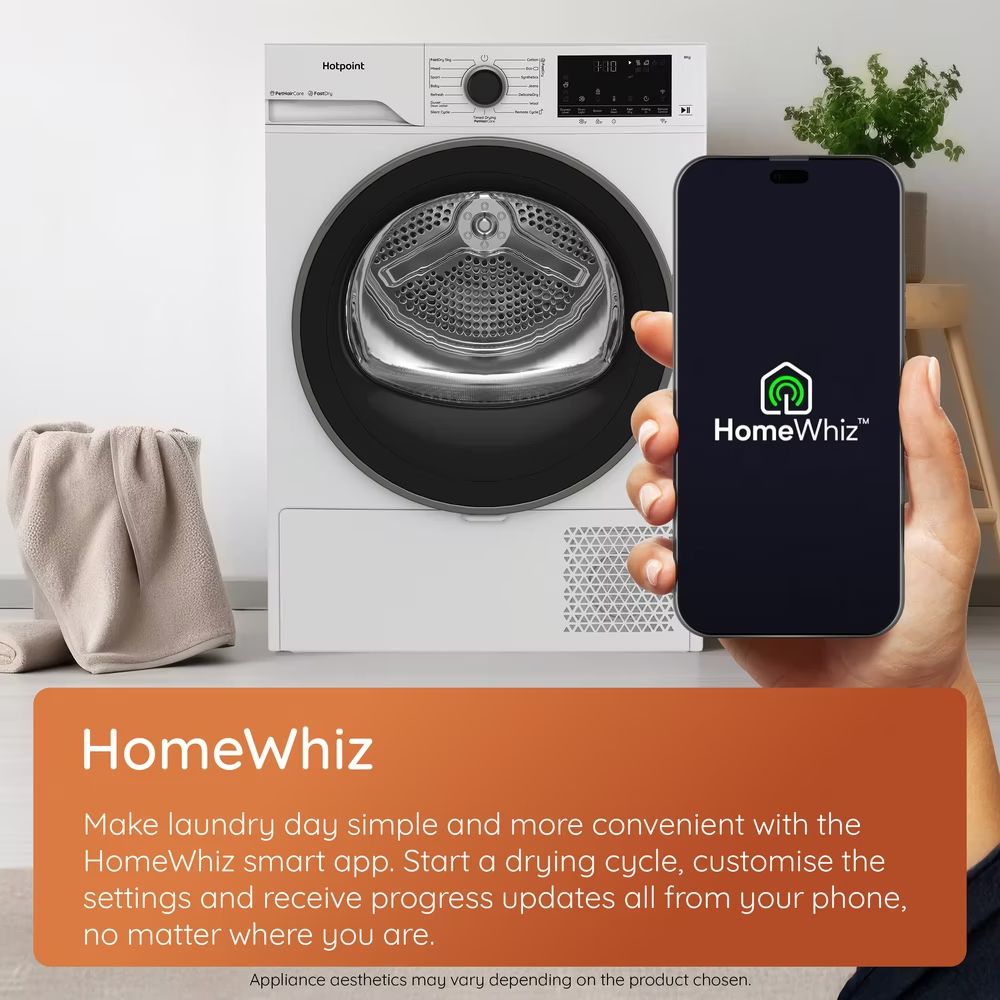 Hotpoint CHD94MGBSUK Fabric Care 9kg Heat Pump Tumble Dryer with HomeWhiz Grey