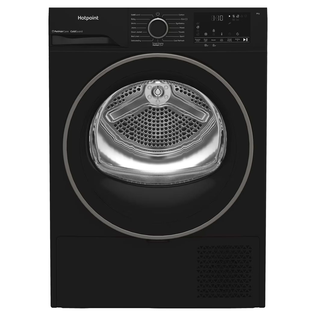 Hotpoint CHSD82MBBUK 8kg Heat Pump Tumble Dryer with Pet Hair Care Black