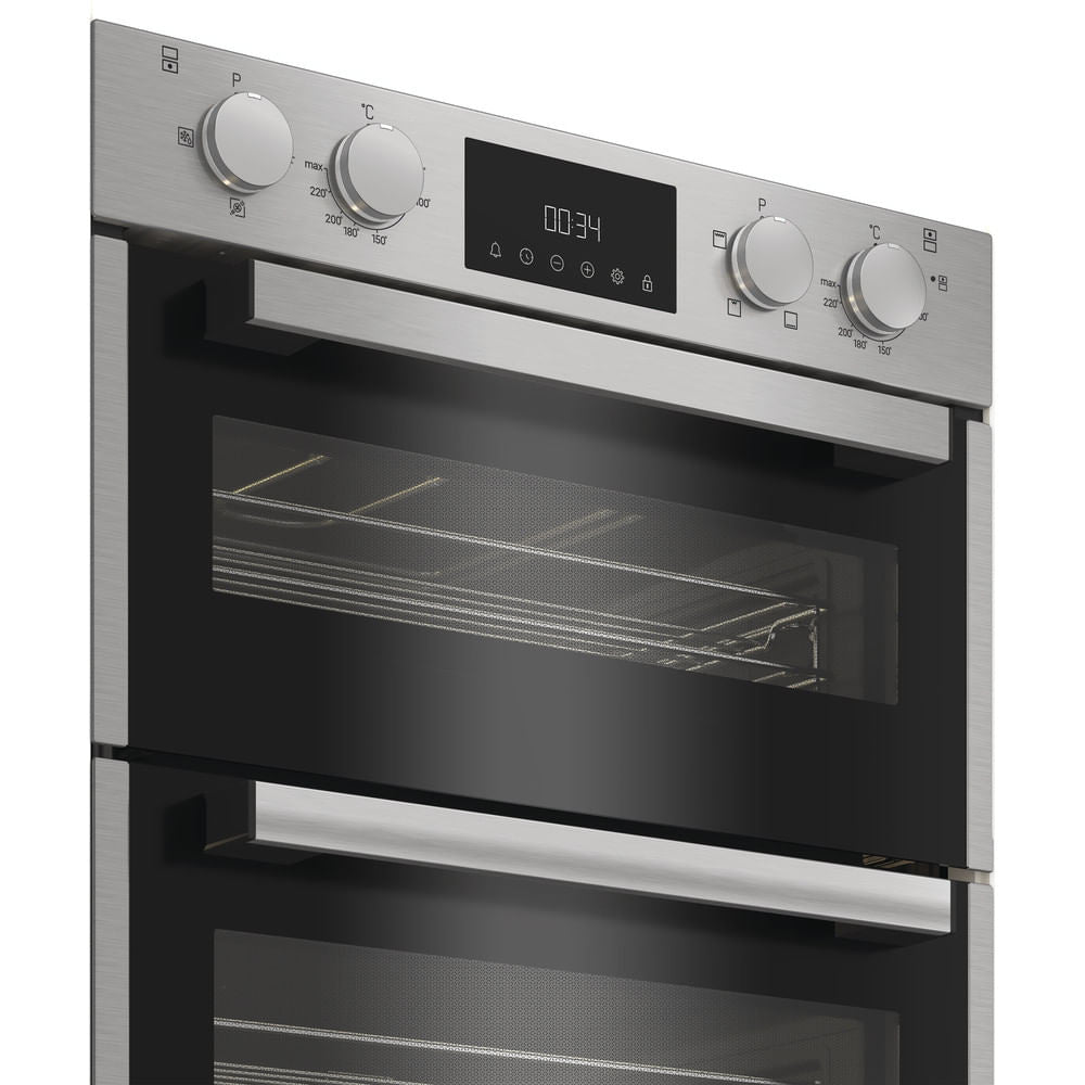 Hotpoint DUH10DIX Built In Electric Double Oven with Enamel Liners Stainless Steel