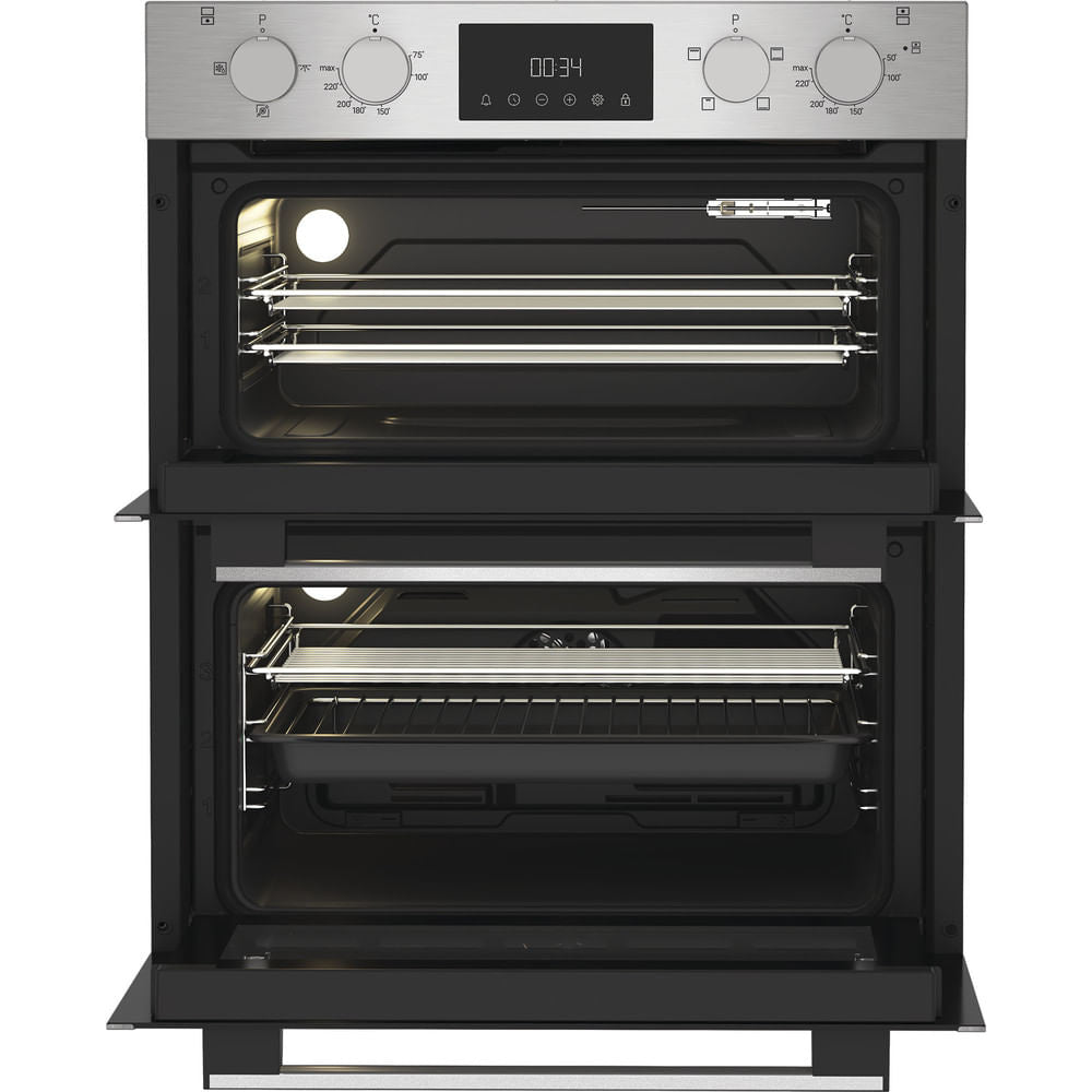 Hotpoint DUH10DIX Built In Electric Double Oven with Enamel Liners Stainless Steel