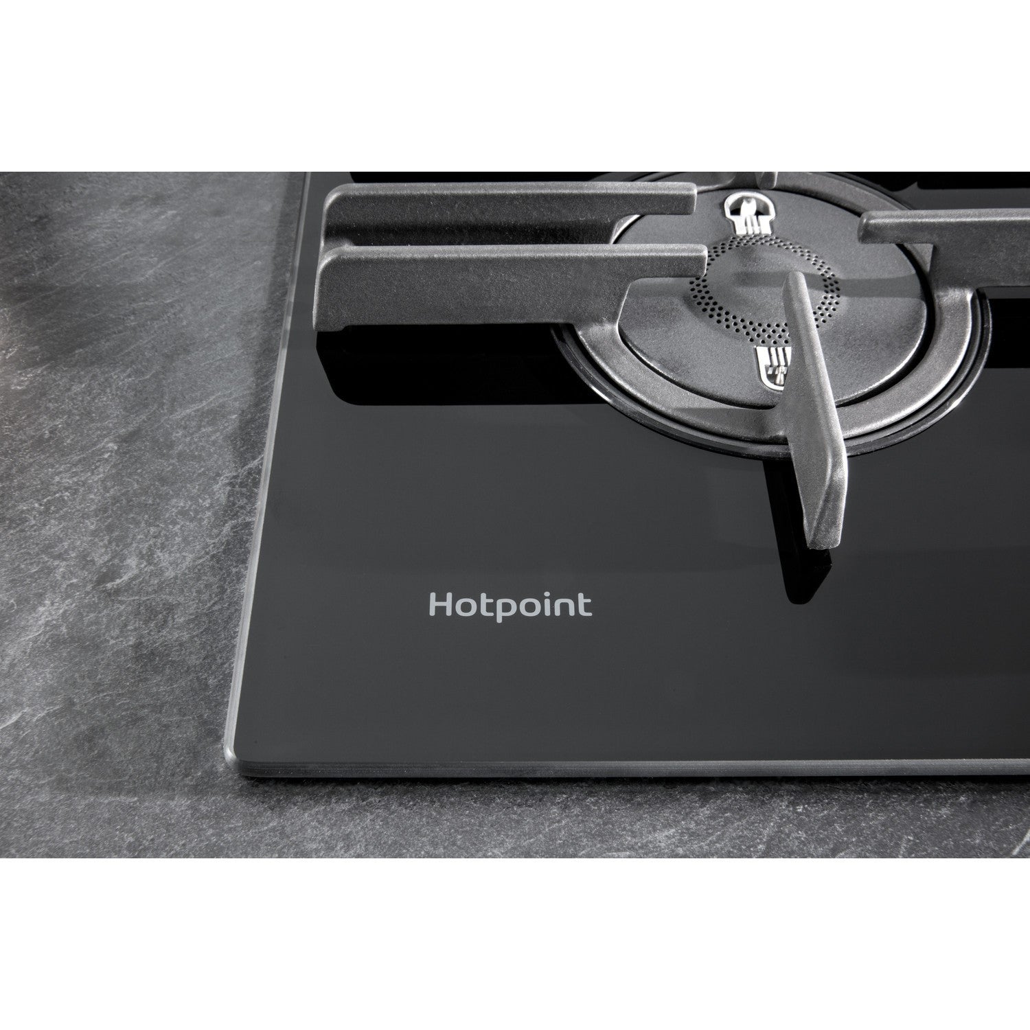 Hotpoint FTGHG751DHBK 75cm 5 Burner Gas on Glass Hob with Vertical Flame Black