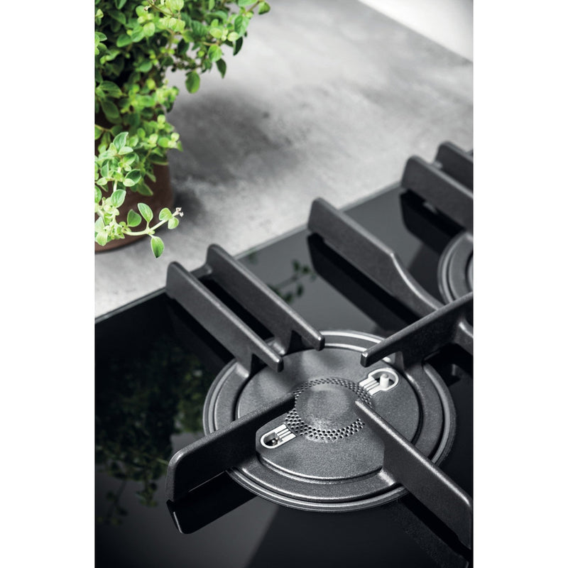 Hotpoint FTGHG751DHBK 75cm 5 Burner Gas on Glass Hob with Vertical Flame Black