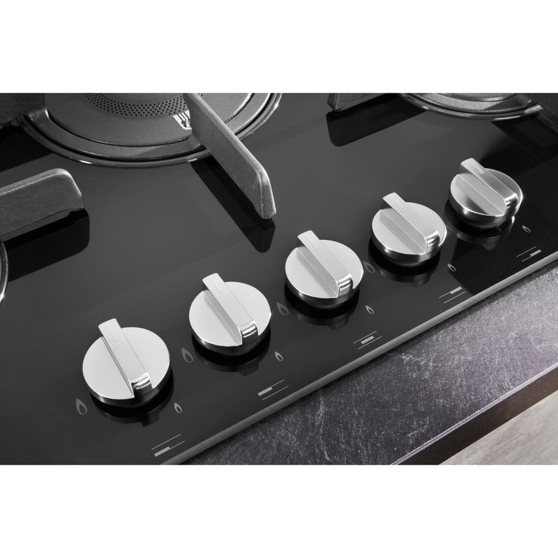 Hotpoint FTGHG751DHBK 75cm 5 Burner Gas on Glass Hob with Vertical Flame Black