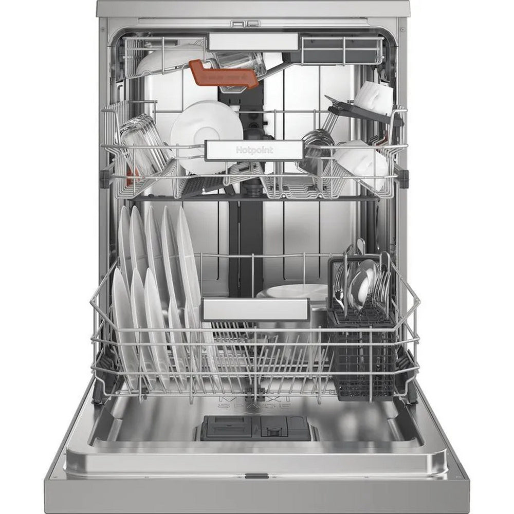 Hotpoint H8F HP51X UK Freestanding Full Size Dishwasher with Hydroforce 15 Place Settings Stainless Steel