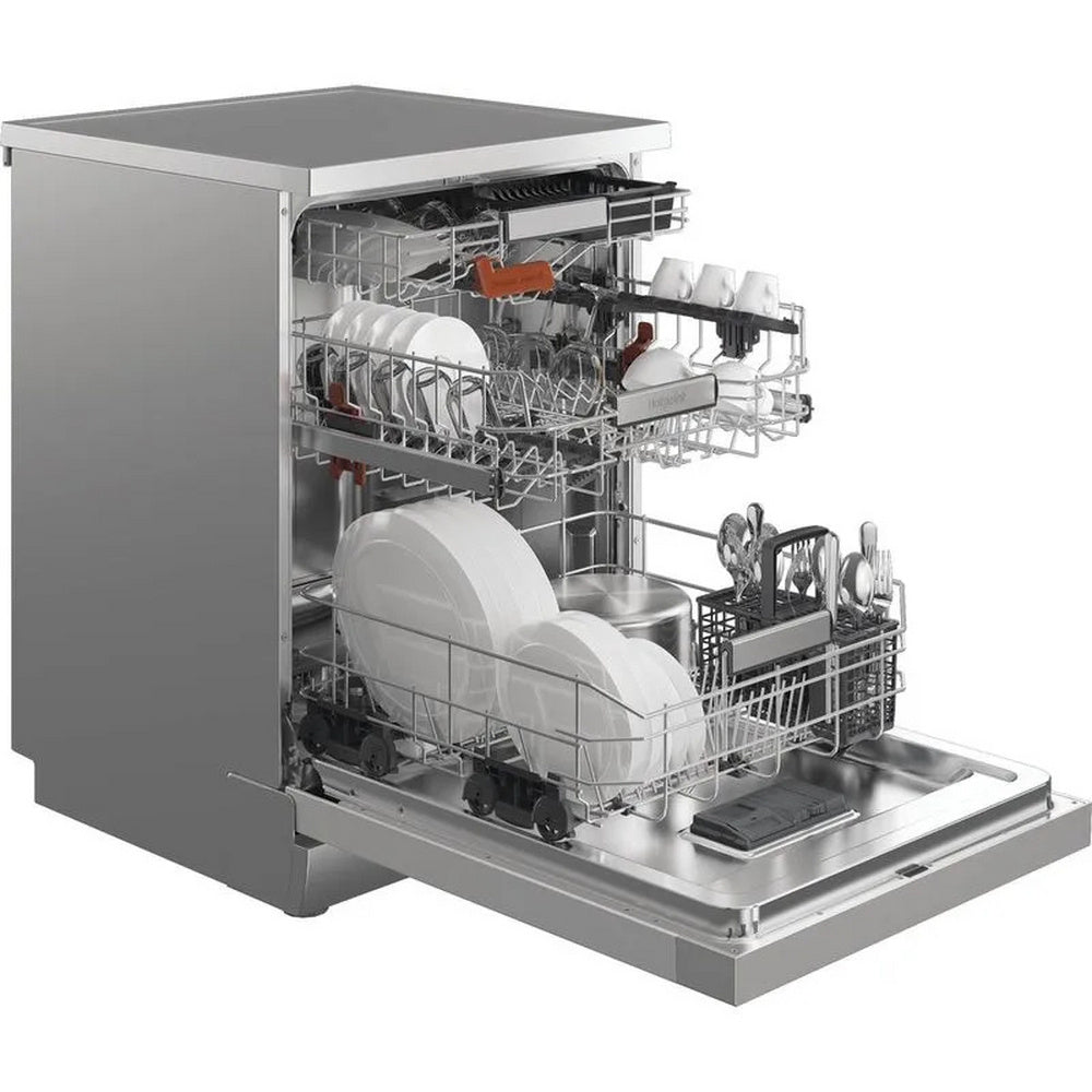 Hotpoint H8F HP51X UK Freestanding Full Size Dishwasher with Hydroforce 15 Place Settings Stainless Steel