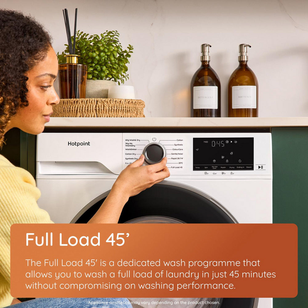 Hotpoint HBD8680GANTISTAINUK 8+6kg 1400 Spin Freestanding Washer Dryer Black