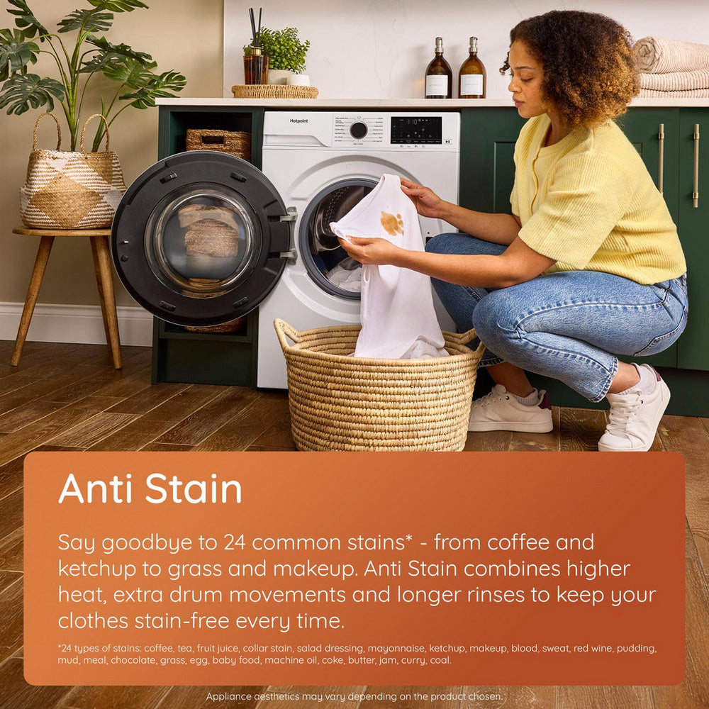 Hotpoint HBD8680GANTISTAINUK 8+6kg 1400 Spin Freestanding Washer Dryer Black